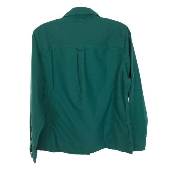 NWT Womens Petite Size Medium MP LL Bean Green Zip Pocket Camping Shirt Top - Picture 3 of 3